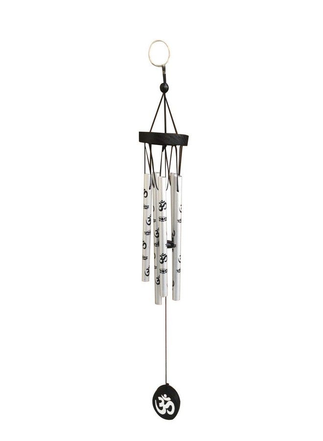 KIRINVEDA Feng Shui Metal Wind Chime with Om Printed 5 Pipes for Positive Energy, Decorative Outdoor/Indoor Hanging Bells, Good Luck Chimes for Home/Balcony Decoration (Silver, Small) - Image 1